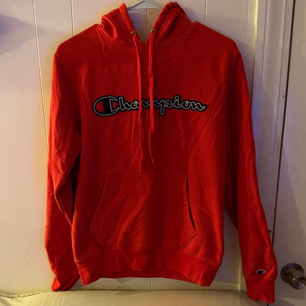 Champion Red Logo Pullover Hoodie